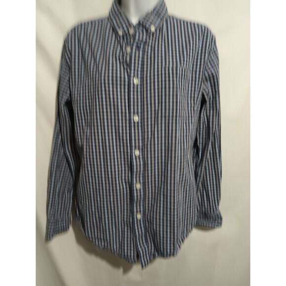 Nat Nast Size M Long Sleeve Blue Check Plaid Button Down Casual Shirt Pocket... - Picture 2 of 9